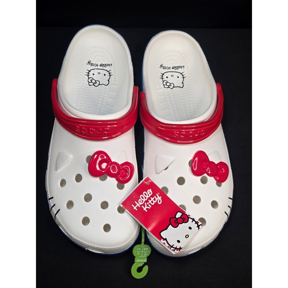 Crocs Hello Kitty 50th Anniversary Classic‎ Clog White Red Blue Mens 13 209450